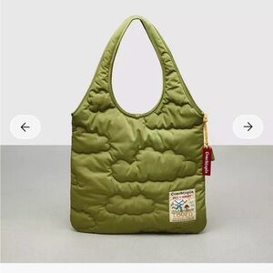 Coach Green Quilted Tote with Patch